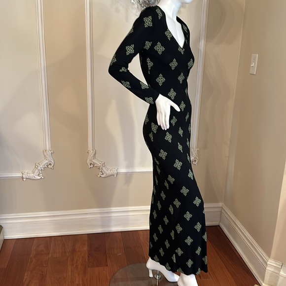 GIANNI VERSACE VERSUS Vintage Floor Long Viscose Black Dress size 28 42 - Picture 8 of 13